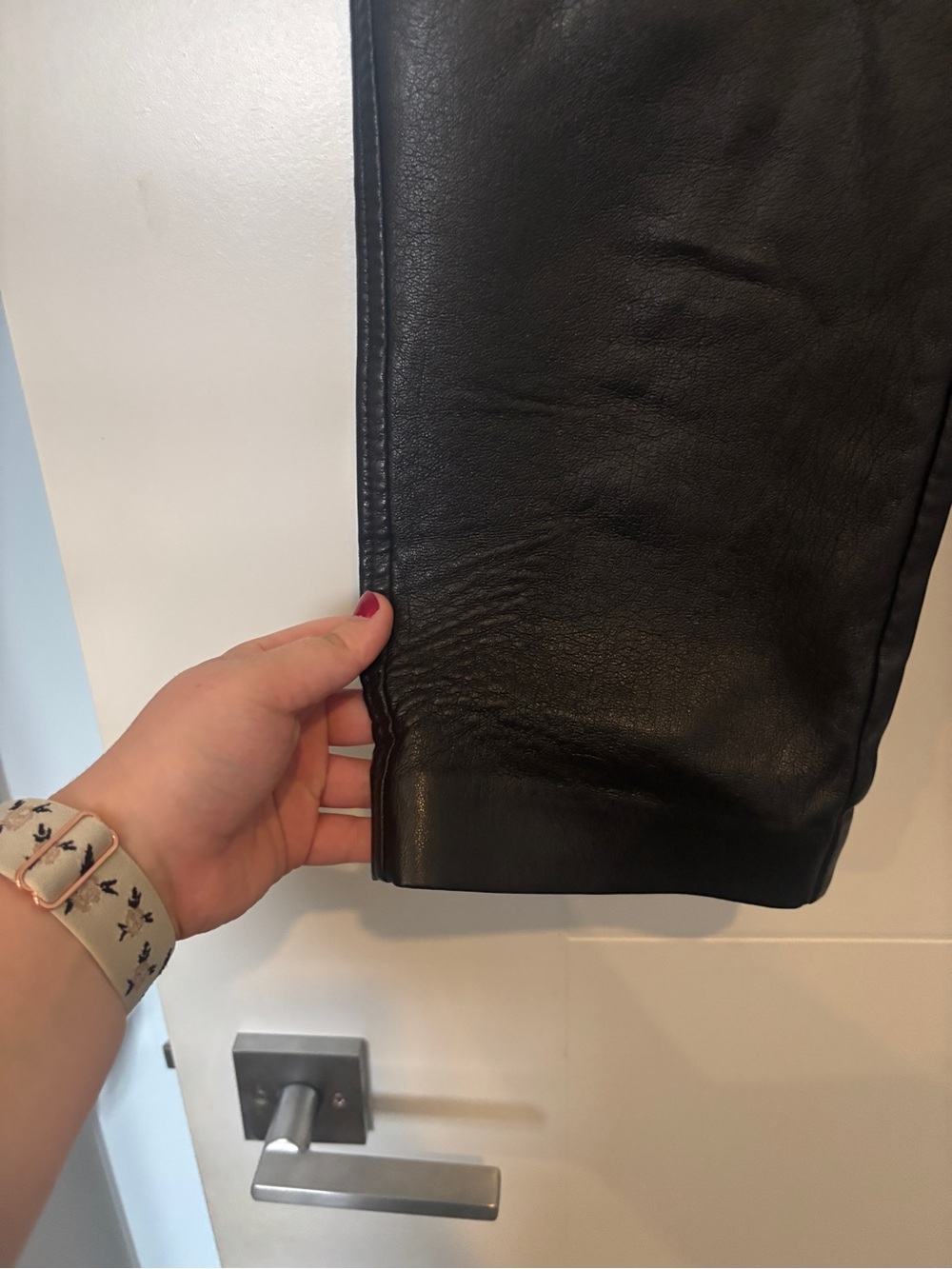 Babaton Black Cropped Leather Pants - Picture 2 of 10